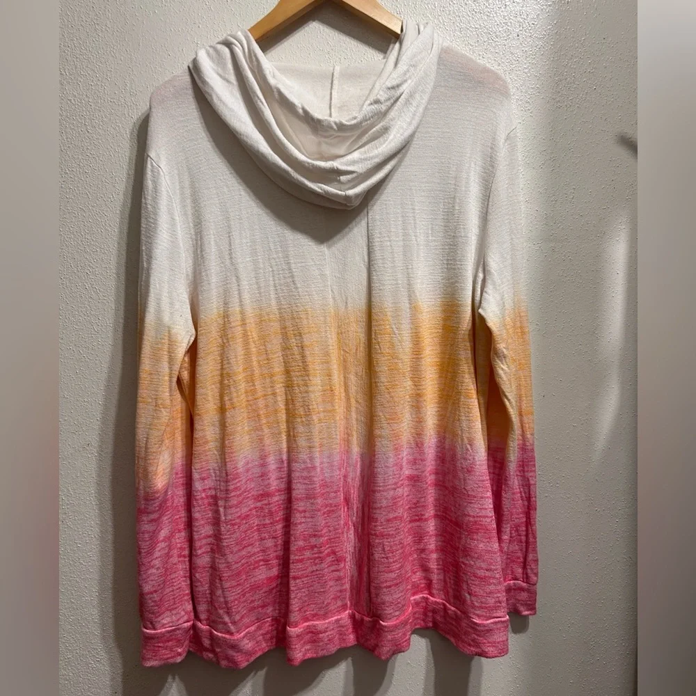 Market & Spruce Ombré Hoodie Top | Pink & Yellow Dip Dye | Women’s 2XL - Picture 2 of 8